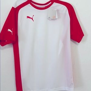 Red and white puma jersey